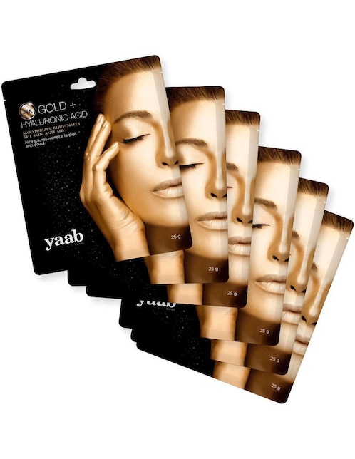 YAAB Mascarilla 24 K Gold + Hyaluronic Acid para prevenir signos de la edad Yaab