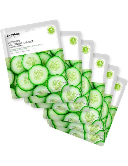 Set mascarilla facial para acné Republic Cosmetics pepino y centella asiática