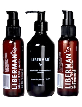 Kit tratamiento para barba y cabello shampoo crecimiento Liberman