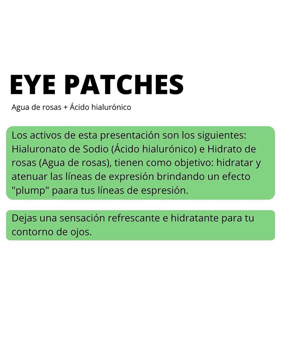 Parches para ojeras Hidrogel de Agua de rosas y Ácido hialurónico 3