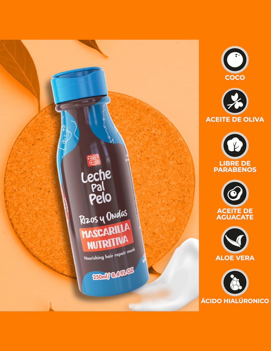 Mascarilla para cabello nutritiva para hidratar Leche Pal Pelo rizos y ondas 250 ml 4