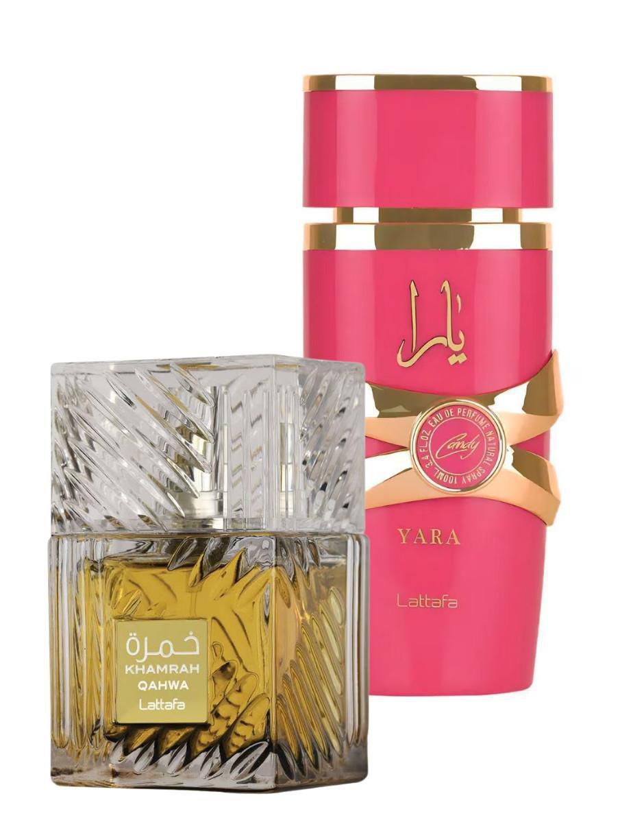 Set eau de parfum lattafa lattafa khamrah qahwa + yara candy unisex Set eau de parfum lattafa lattafa khamrah qahwa + yara candy unisex